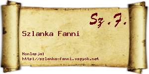 Szlanka Fanni névjegykártya